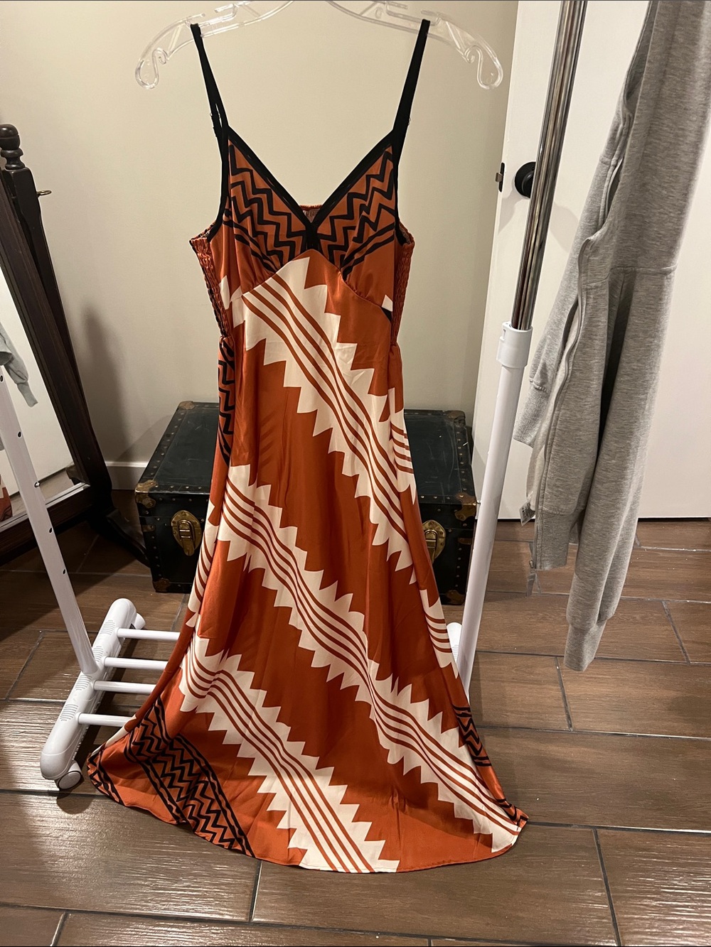Women's Orange Geo-Print Slip Dress